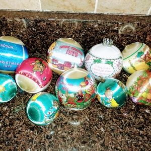 Lot of 10 Vintage satin Christmas ornaments